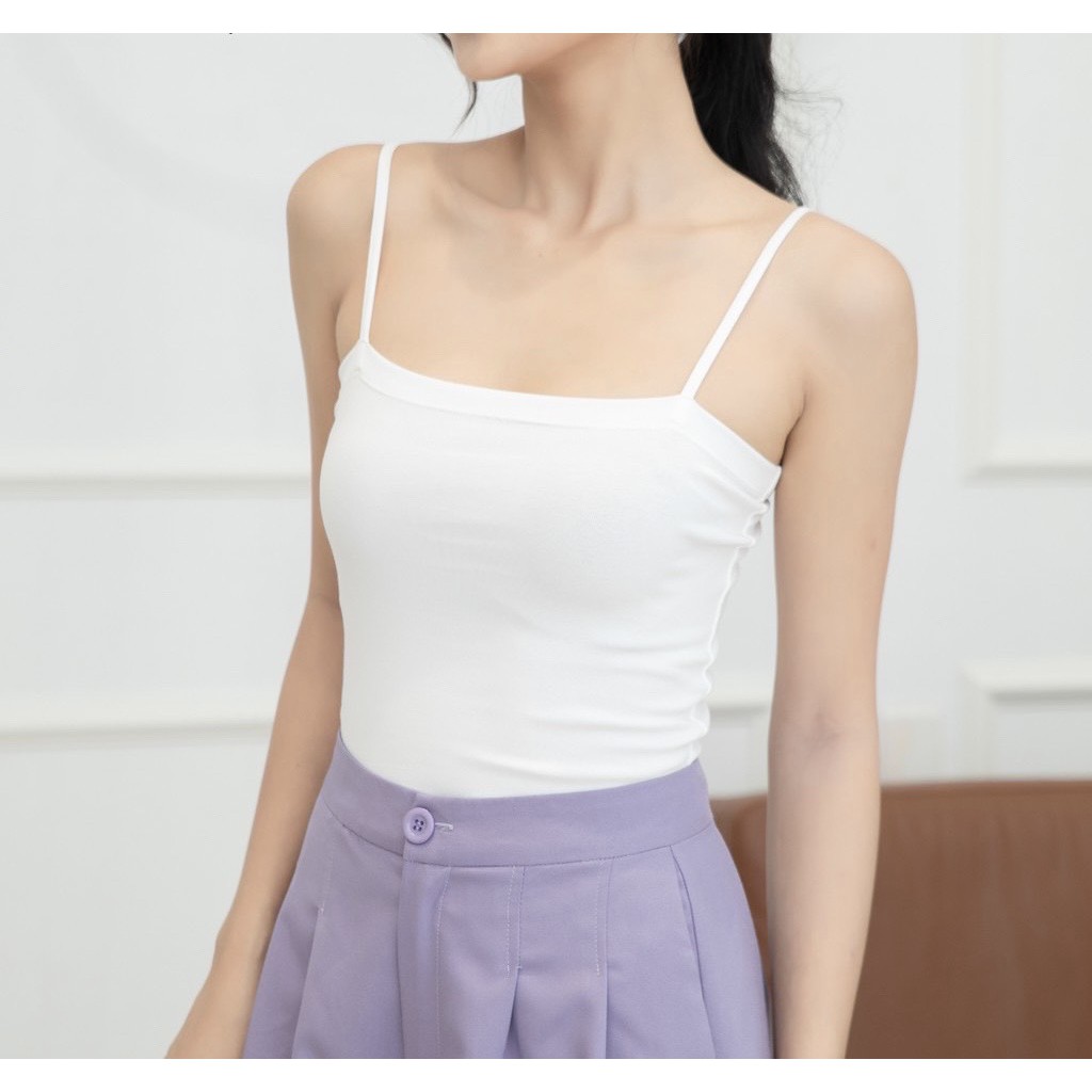 ÁO HAI DÂY THUN GÂN 100 COTTON CROPTOP BODY DÁNG ÔM NỮ | BigBuy360 - bigbuy360.vn