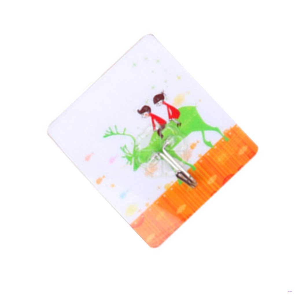 Móc treo mũ nón áo choàng khăn lau túi xách chìa khóa dán tường nhà tắm/nhà bếp in họa tiết màu sắc ngẫu nhiên
