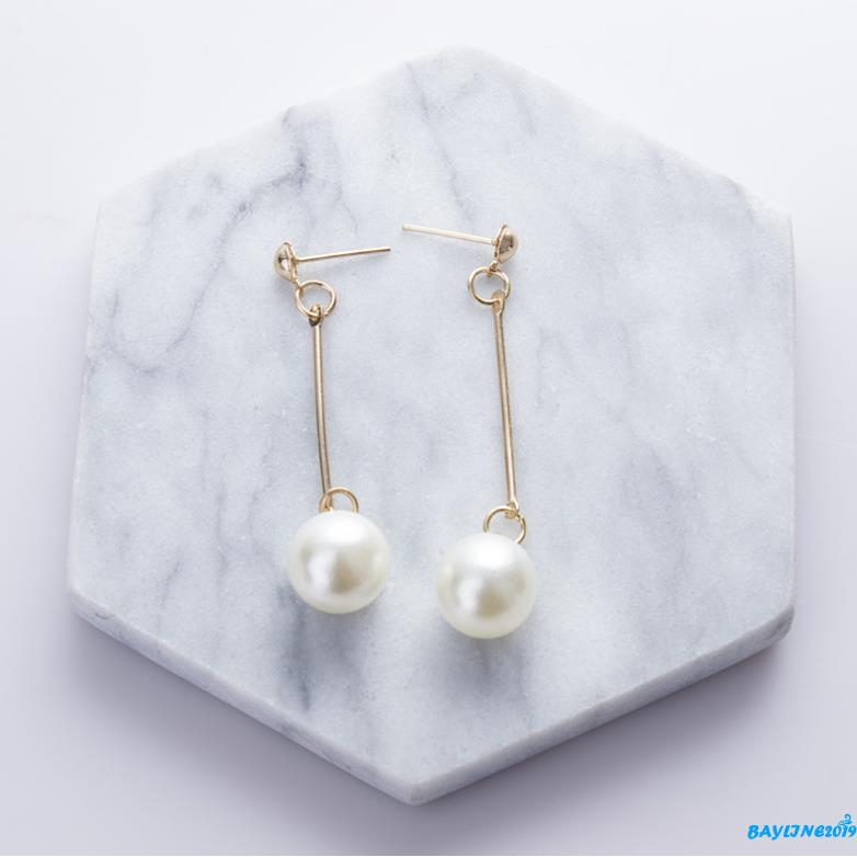 Khuyên tai dài đính hạt ngọc trai nhân tạo thời trang