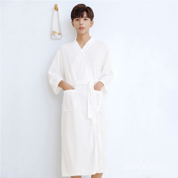 Spring And Autumn New Thin Loose Nightgown Waffle For Men And Women Bathrobe Hotel Bathrobe Bathrobe Couple Sets | BigBuy360 - bigbuy360.vn