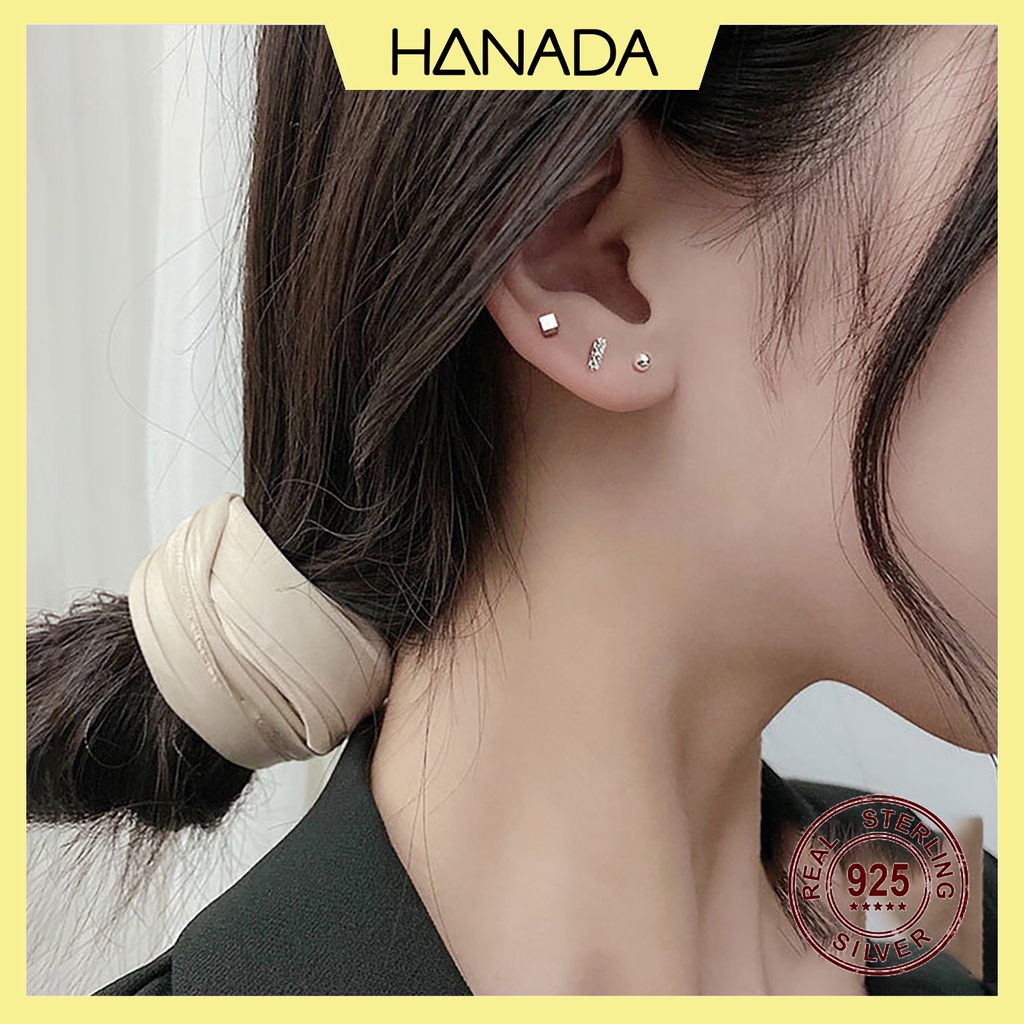 Set 5 Món Bông Tai Bạc 925 Hanada Đơn Giản Đeo Vành Tai 0632 C12