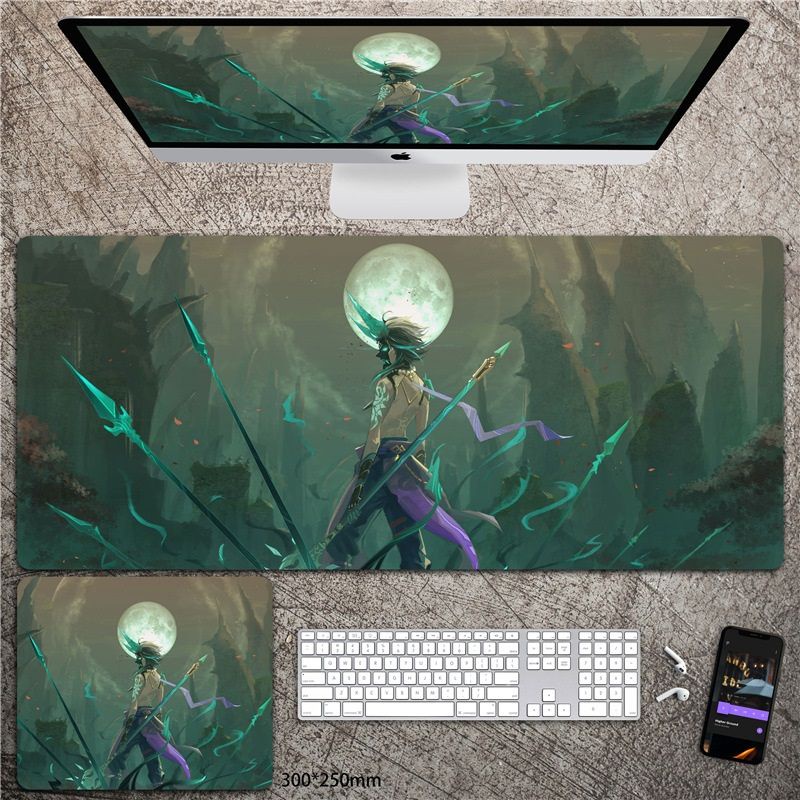 (30x70cm-40x90cm) Lót chuột Genshin Impact Lôi thần Yae Kazuha Zhongli Hutao Xiao Ayaka Ganyu Eula Keqing inazuma