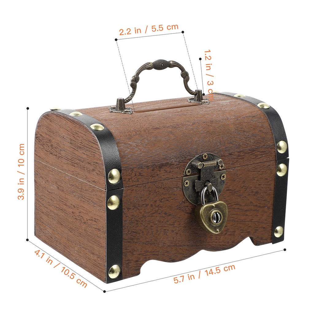 Hộp Đựng Tiền Tiết Kiệm Có Khóa Bằng Gỗ Kiểu Vintage