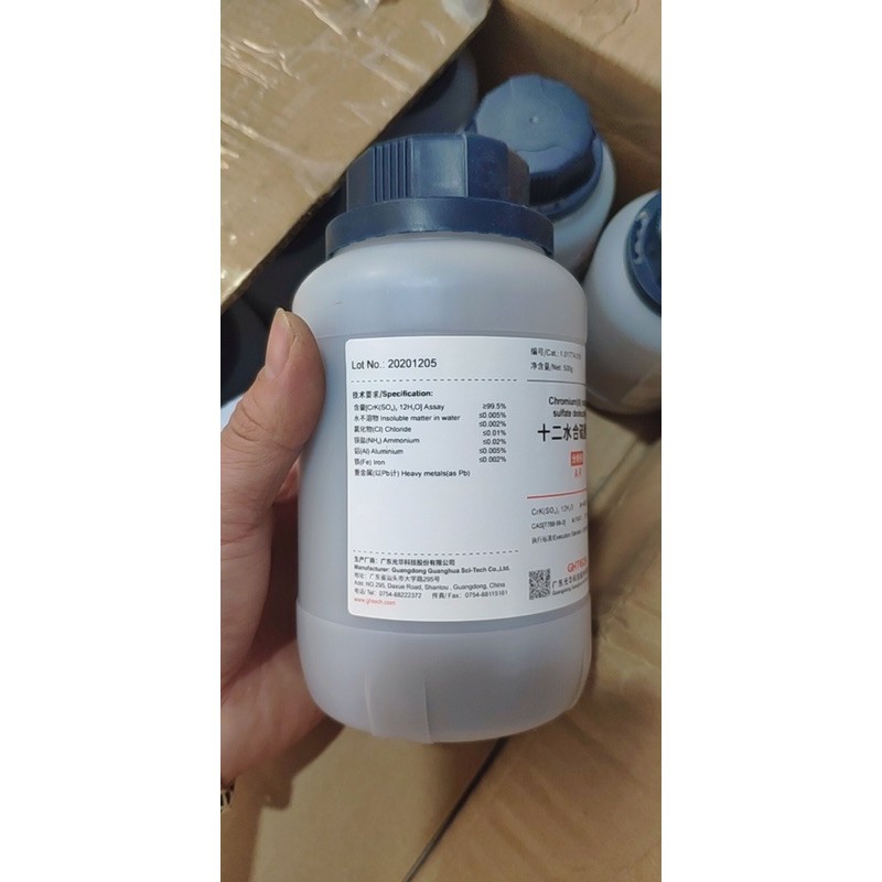 Phèn crom lọ 500g Kcrso4 KCr(SO4)2 phèn làm tinh thể CrK(SO4)2 chromium potassium sulfate dodecahydr