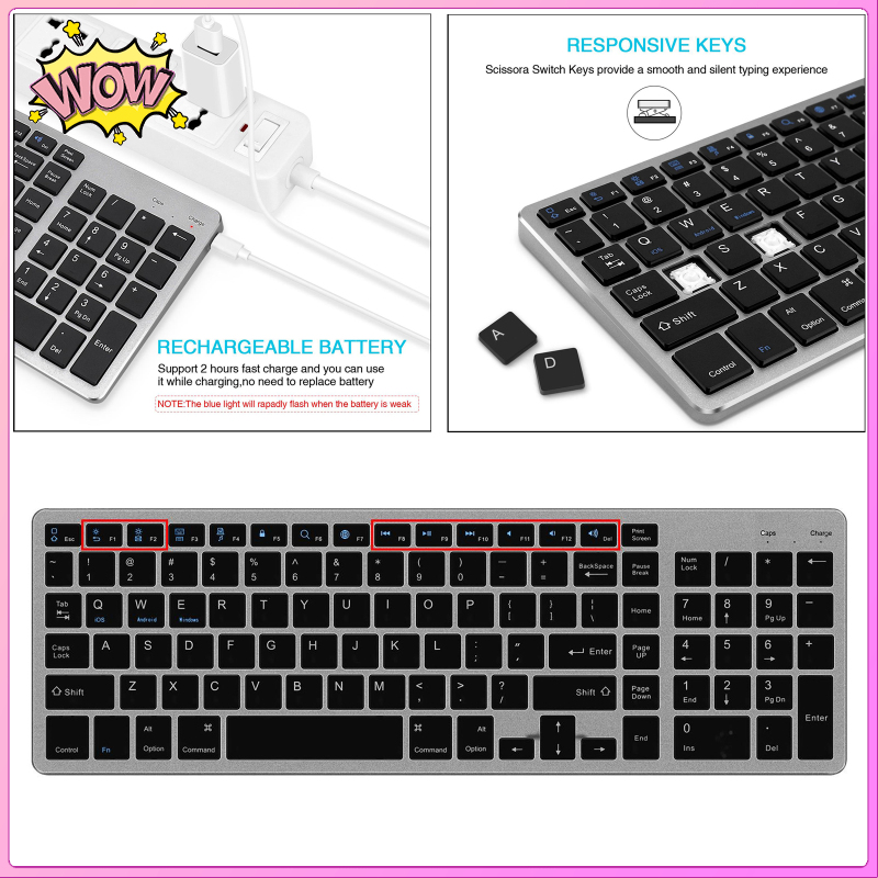 Bàn Phím Bluetooth Sakura Không Dây Cho Windows Ios Android Laptops Color | BigBuy360 - bigbuy360.vn