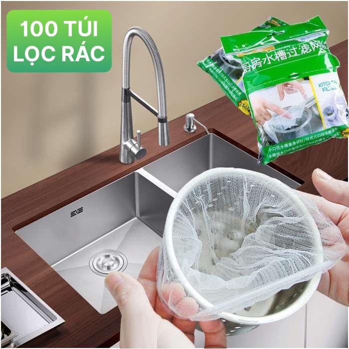 SET 100 TÚI LƯỚI LỌC RÁC BỒN RỬA CHÉN CO GIÃN NGĂN CHẶN GÂY TẮC ĐƯỜNG NƯỚC