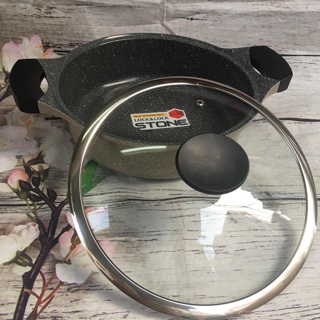 [HÀNG CHÍNH HÃNG]  Nồi Đá 7 lớp stone phi 24cm lock&lock LCA6242D thành thấp