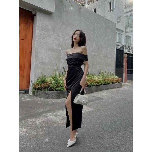 Váy trắng dự tiệc dạ hội lụa maxi cao cấp tiểu thư