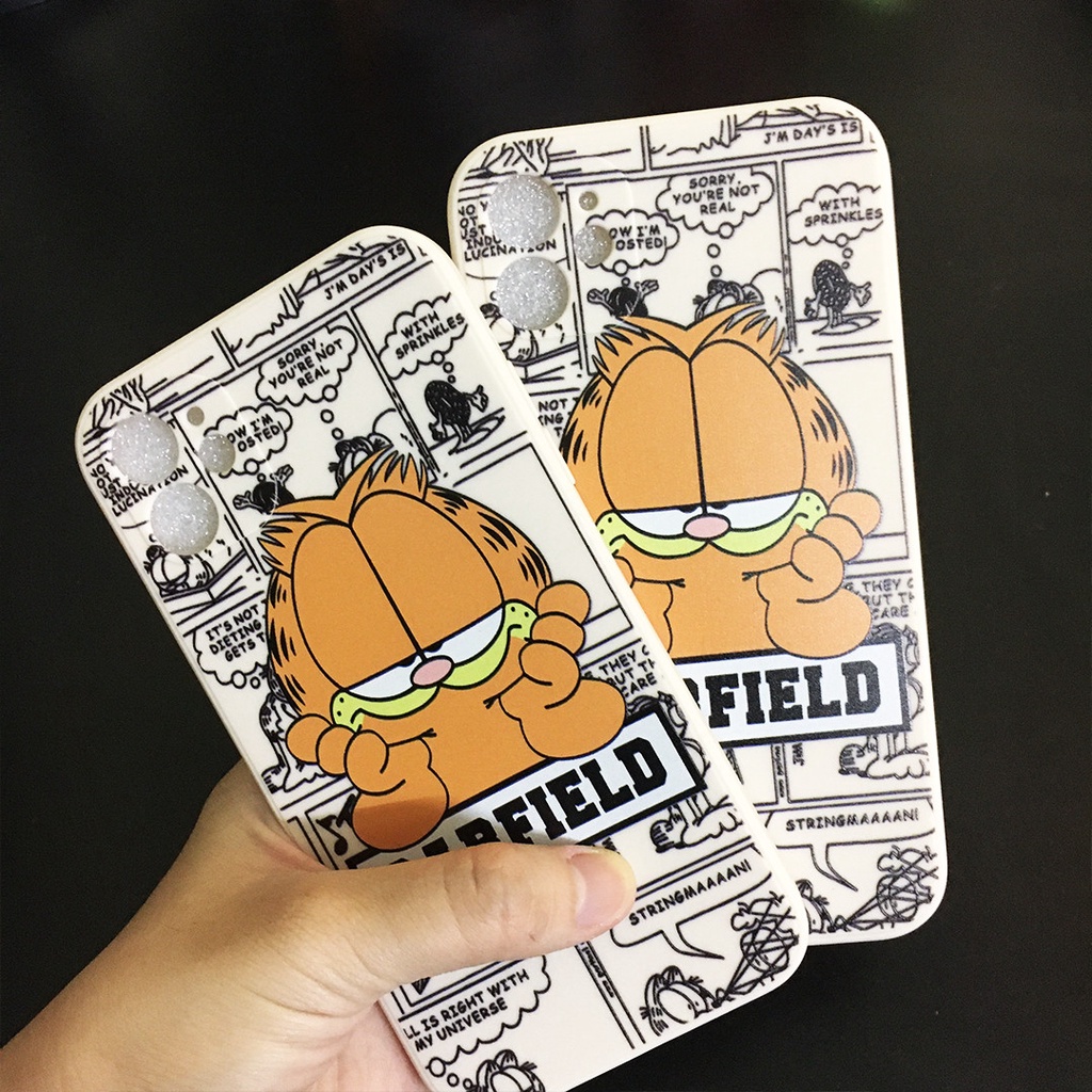 Ốp lưng iphone cạnh vuông Mèo Garfield bảo vệ ip 6/6s/6splus/7plus/8plus/X/Xs/XsMax/11/11pro/promax – Mario Case