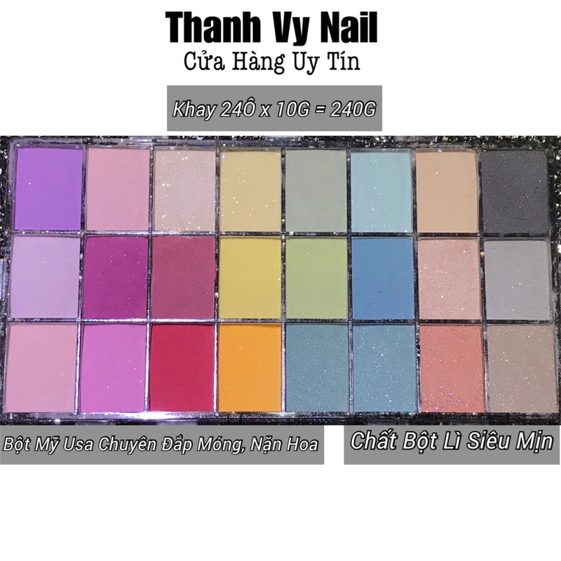 Bột Nặn Hoa, Bột Đắp Móng, Bột Nhúng Nail 6in1 Usa, Sét 24 Ô Màu [Thanh Vy Nail]