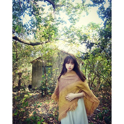 Cardigan len dáng choàng cape tông vàng mù tạt - MS030 (Có ảnh thật) | BigBuy360 - bigbuy360.vn