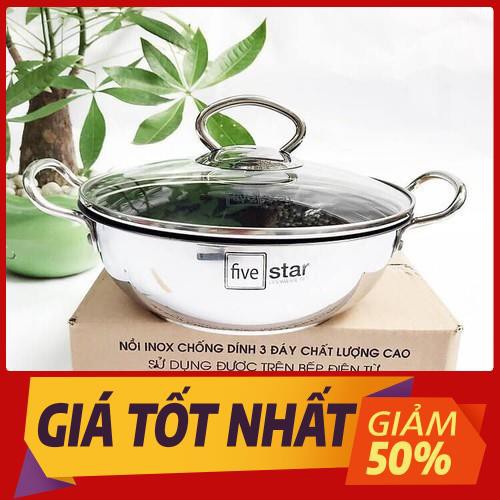 Nồi kho thịt cá 20 cm 3 đáy chống dính Fivestar - nồi chống dính cao cấp - nồi inox