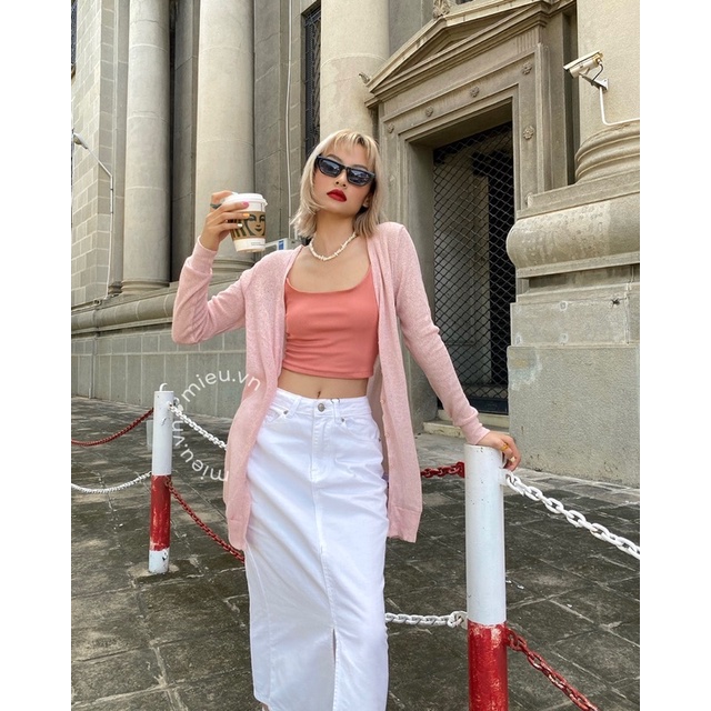 Áo khoác cardigan nữ form dài chất liệu len dệt kim cao cấp co giãn MIEU - JJN06