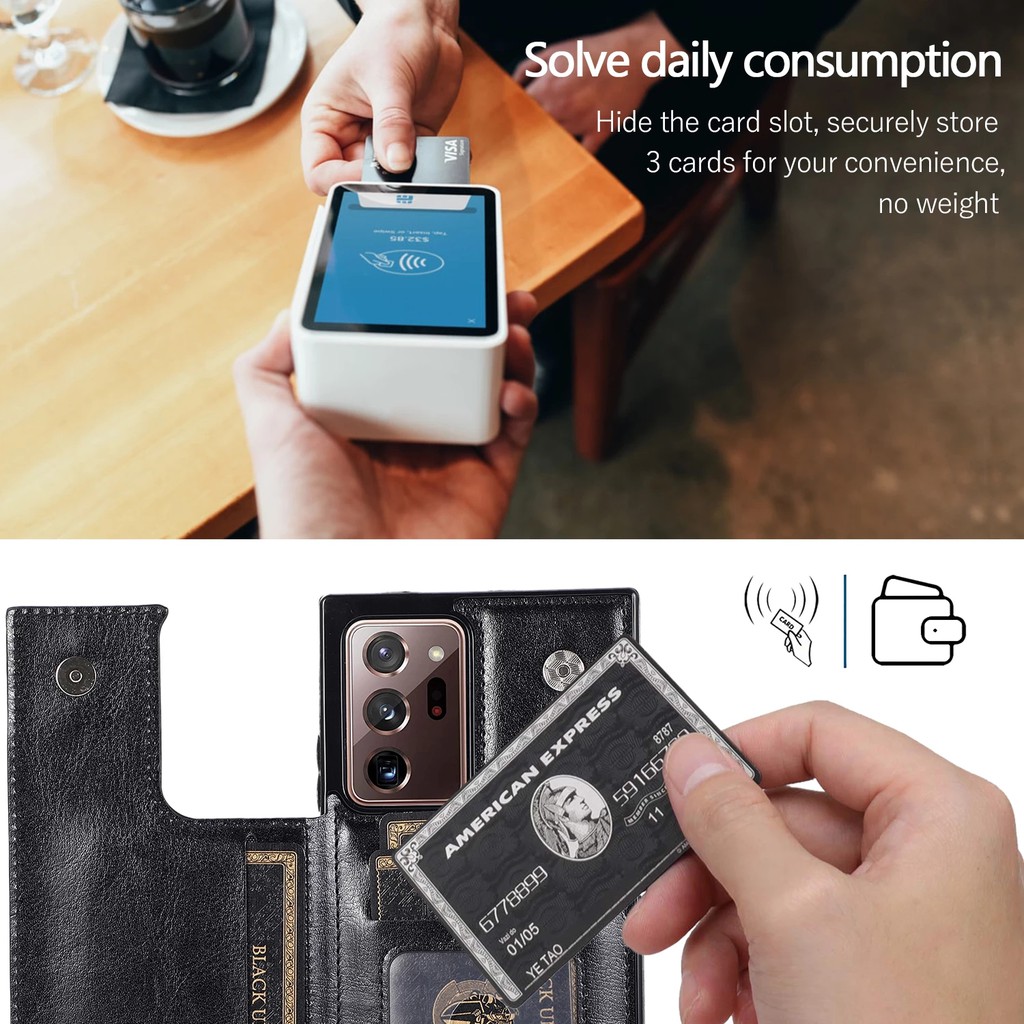 Ốp Điện Thoại Da Kèm Ngăn Đựng Thẻ Hai Lớp Cho Samsung Galaxy Note 20 Ultra Note 10+ 9 8