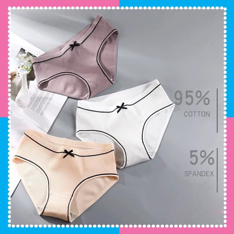 Quần lót cotton nữ gân tăm đính nơ KHÁNG KHUẨN | BigBuy360 - bigbuy360.vn