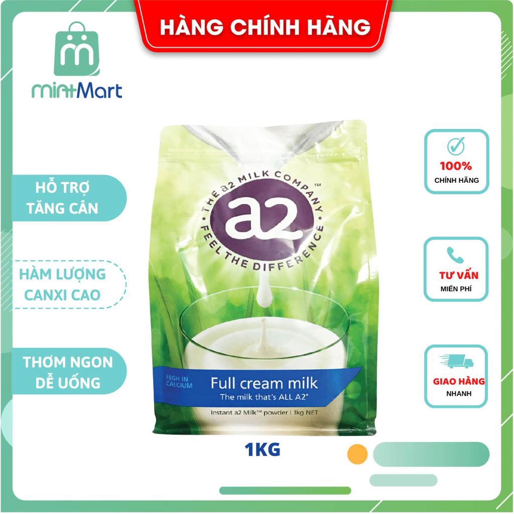 Sữa A2 Úc nguyên kem túi 1kg, lon 850g