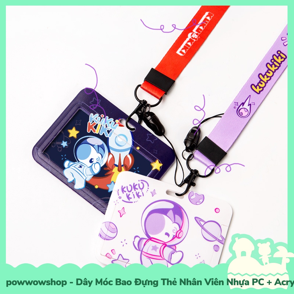 [Sẵn VN - Hỏa Tốc] Dây Móc Bao Đựng Thẻ Nhân Viên Nhựa PC + Acrylic Mẫu Unicorn Astronaut Kuku &amp; Kiki
