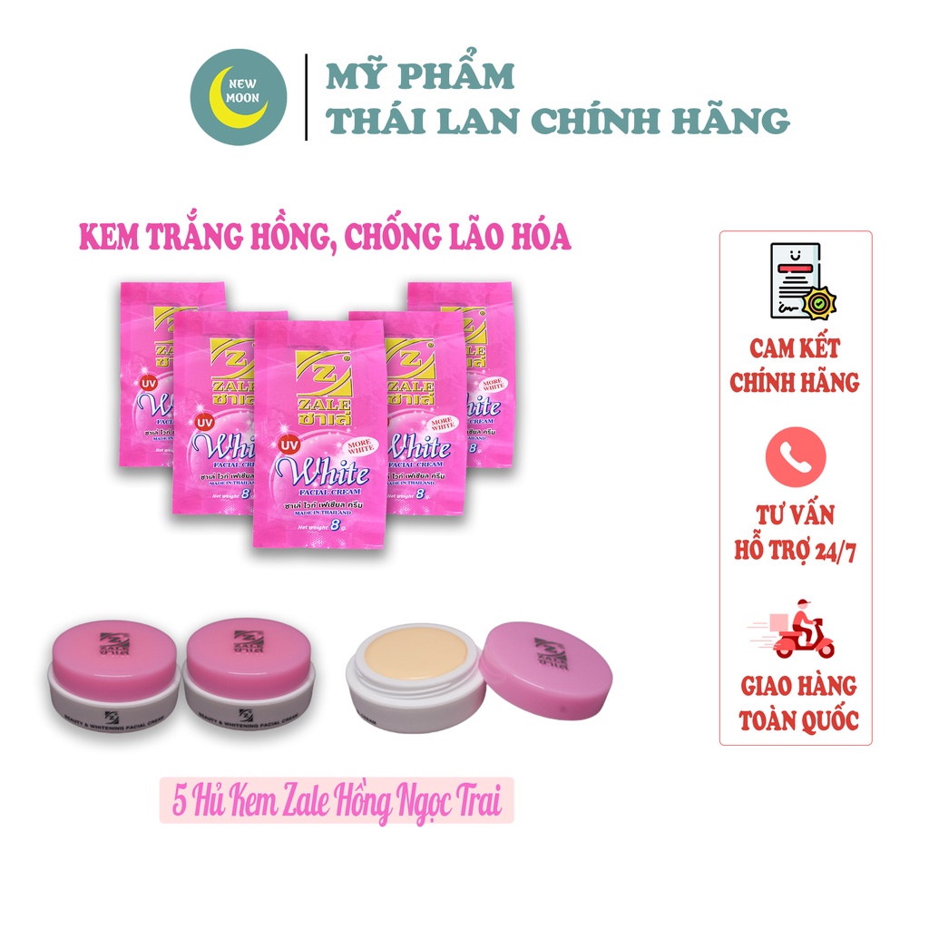 5 Hủ Kem Dưỡng Trắng Da ZALE HỒNG NGỌC TRAI 8g (Hàng Nhập THÁI)