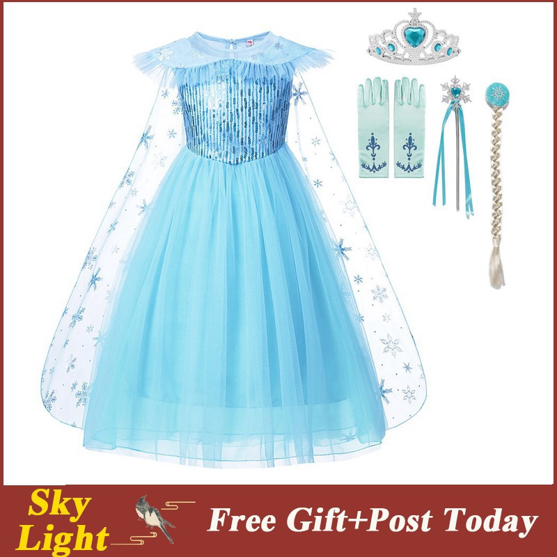 Set đồ hóa trang công chúa Elsa cho bé gái dự tiệc xinh xắn