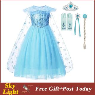 Set đồ hóa trang công chúa Elsa cho bé gái dự tiệc xinh xắn