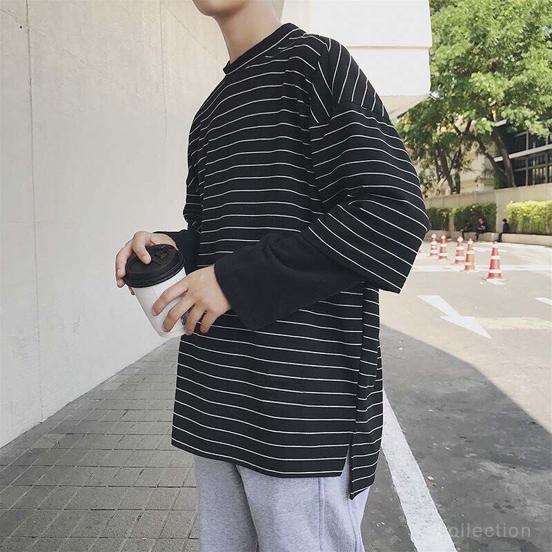 Áo thun thu đông phối tay nối sọc - Unisex nam nữ đều mặc được | BigBuy360 - bigbuy360.vn