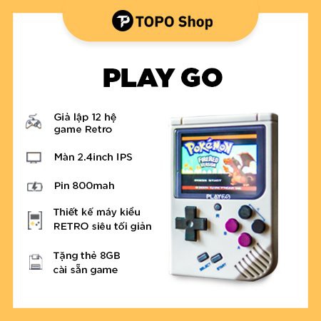 Máy chơi game PlayGo - Giả lập 12 hệ game Retro, màn hình 2.5 inch IPS