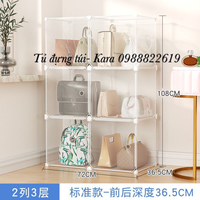 Tủ nhựa quần áo lắp ghép 6 ô sâu 47cm. Tặng kèm 1 treo đồ. Thân hồng cửa xanh