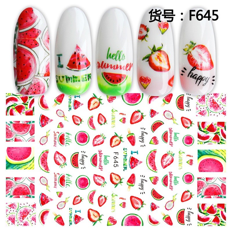 Sticker hoạ tiết trái cây, hình dán móng hoạ tiết trái cây trang trí móng nail