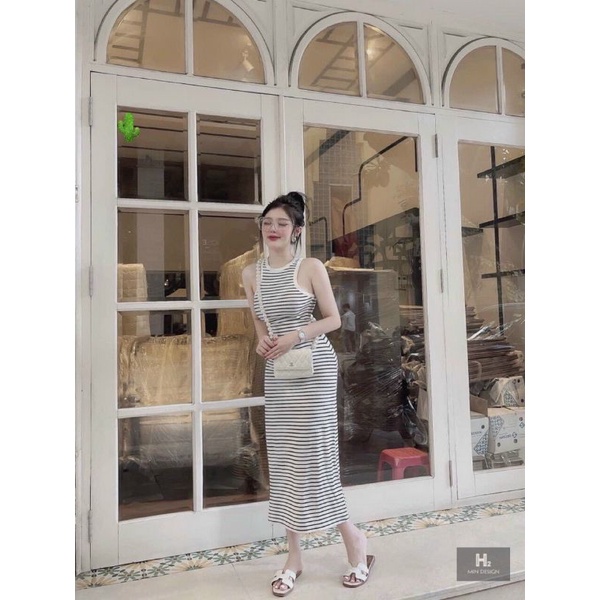 ĐẦM BODY SÁT NÁCH SỌC NGANG THUN GÂN DÀY DẶN CO GIÃN TỐT #LIPC