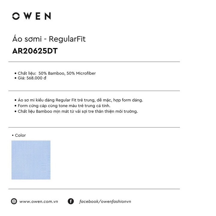 OWEN - Áo sơ mi dài tay Owen Slimfit chất lô hội mềm mịn màu xanh in họa tiết 22943 | BigBuy360 - bigbuy360.vn