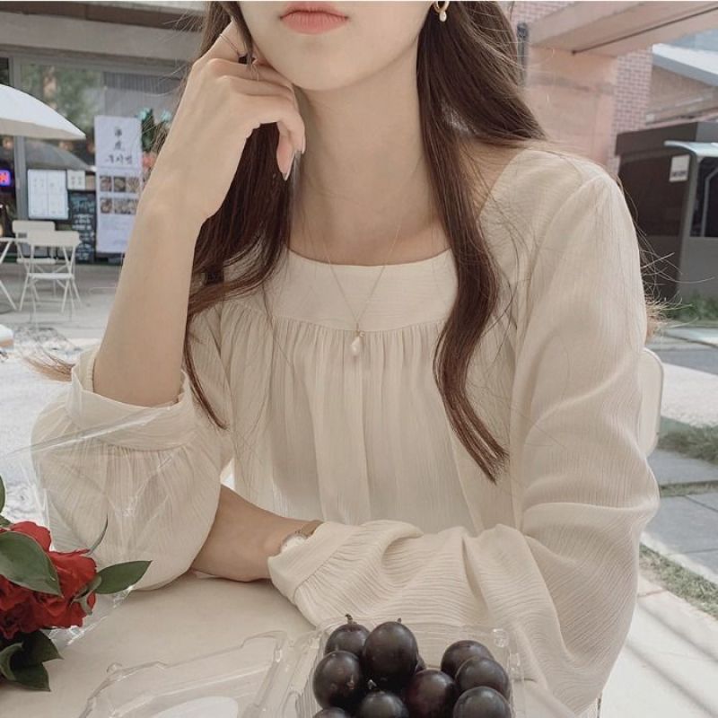 Áo Chiffon Nữ Tay Dài Dáng Rộng Thời Trang 2021