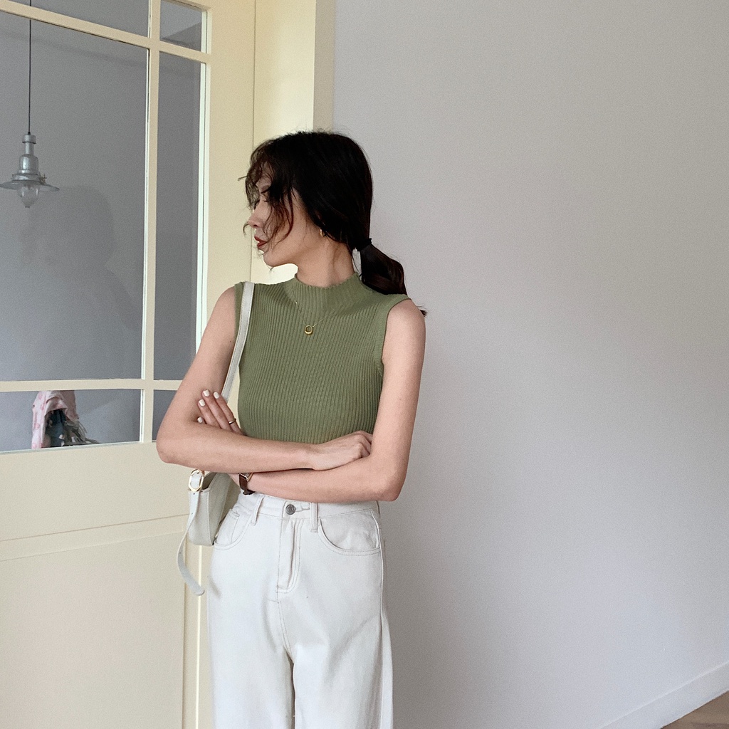 Xiaozhainv Áo Không Tay Thời Trang Mùa Hè Hàn Quốc 6 Màu