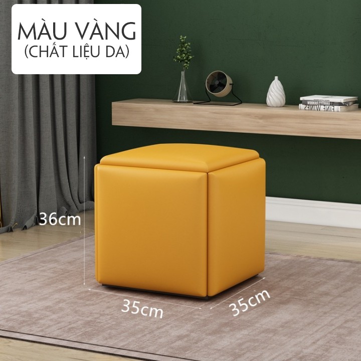 Đôn ghế sofa khung kim loại 5in1 kiêm hộp đựng đồ đa năng 36*35*35cm