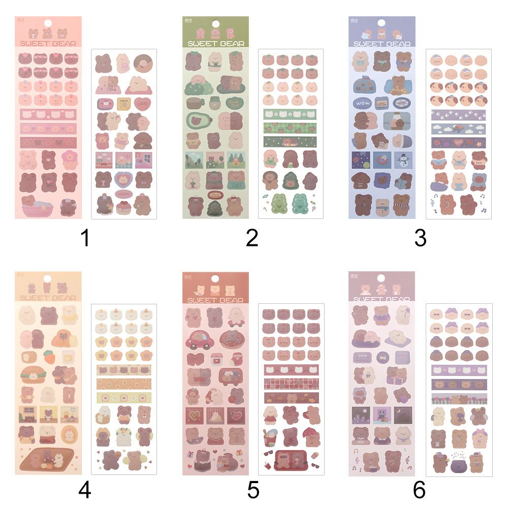 Set 2 tấm sticker dán trang trí hình gấu dễ thương DIY