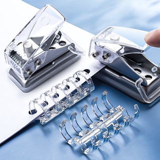 Dụng Cụ Bấm Lỗ Giấy Bằng Nhựa PE Trong Suốt Với Đế Chống Trượt DIY 6 Tờ