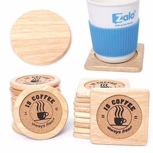 Đế lót ly bằng gỗ IS COFFEE miếng lót ly cà phê - Wood Coaster
