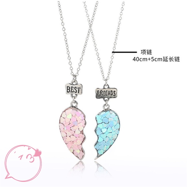 Set 2 Vòng cổ Tình Bạn BFF Hình Trái Tim Cho Cặp Đôi