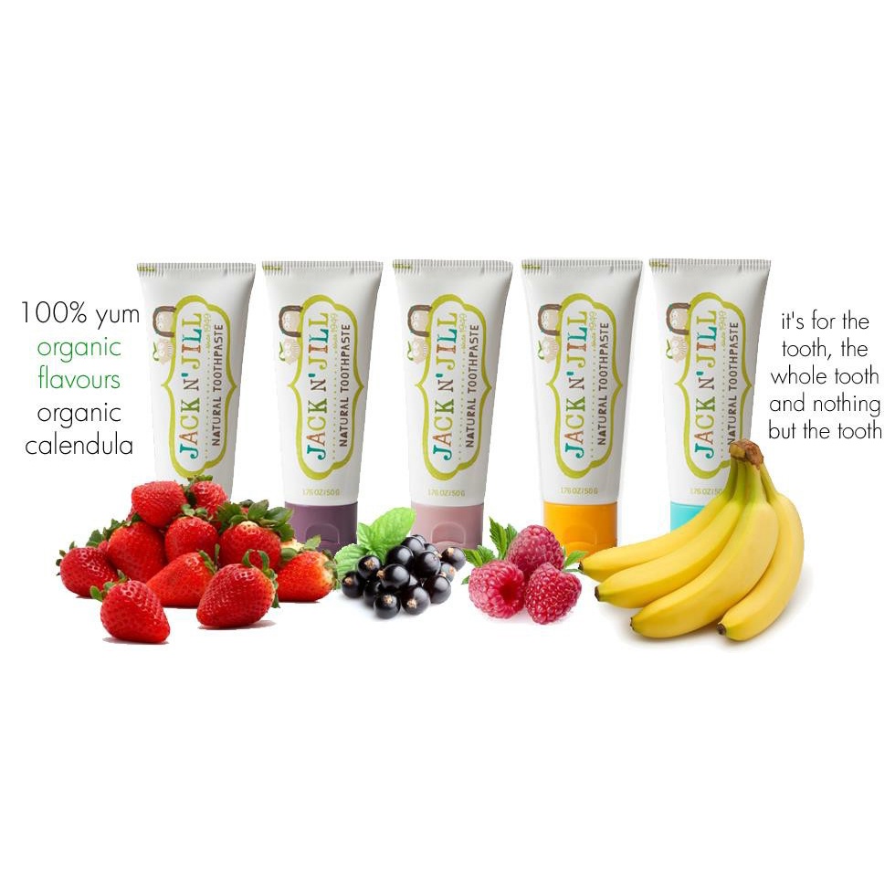 Kem đánh răng Jack N' Jill Úc Organic chính hãng, cho bé trên 6 tháng, có thể nuốt 50g