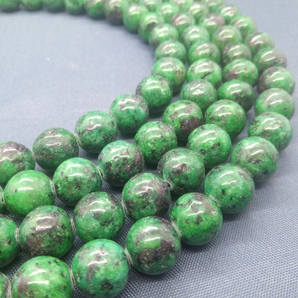 Rubyzoisite Chuỗi Hạt Đá Tròn Tự Nhiên 4-12mm Dùng Làm Trang Sức diy