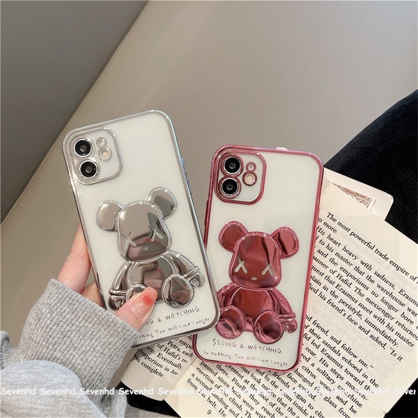 Ốp điện thoại mềm trong suốt mạ điện in hình Kaws thích hợp cho iPhone 13 Pro Max 12 11 Pro Max