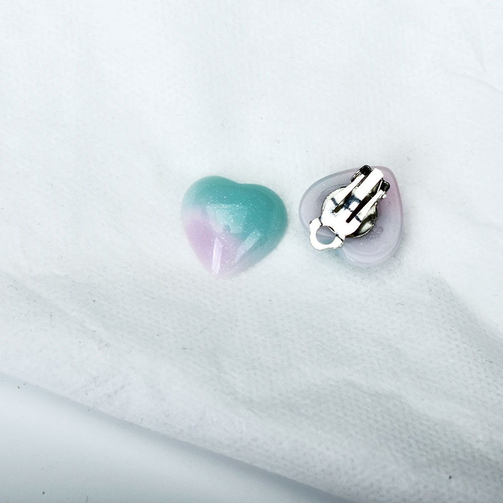 Khuyên Kẹp Vành Tai Không Xỏ Lỗ Hình Trái Tim Lớn Bằng Nhựa Resin Cho Nữ