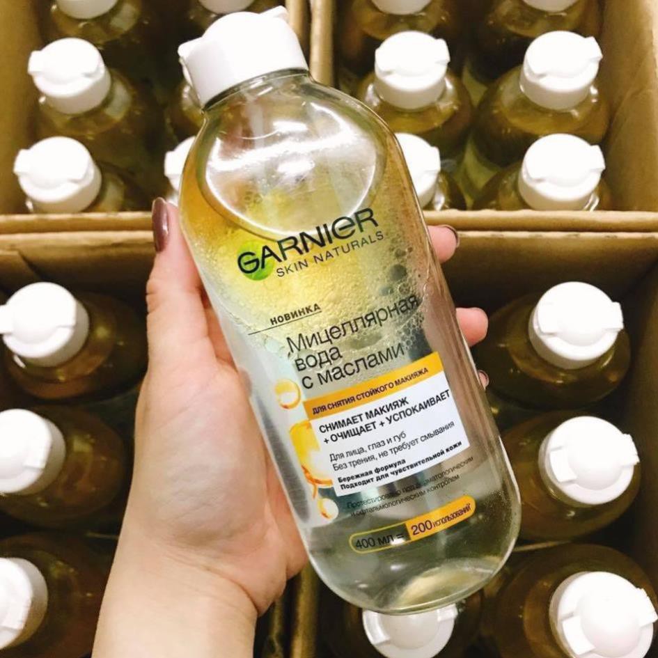 Nước tẩy trang Garnier Nga 400ml, 125ml dầu vàng nắp trắng | BigBuy360 - bigbuy360.vn