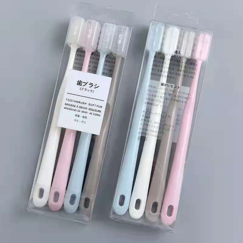 [Hàng mới về] Set 4 bàn chải đánh răng sợi lông mềm an toàn tiện dụng