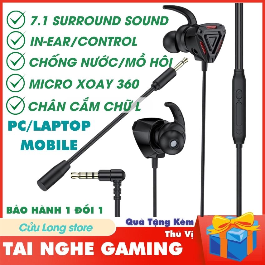 Tai Nghe Gaming Có Dây Mic PC laptop máy tính điện thoại android type-c 3.5mm microphone thu âm chơi game học online