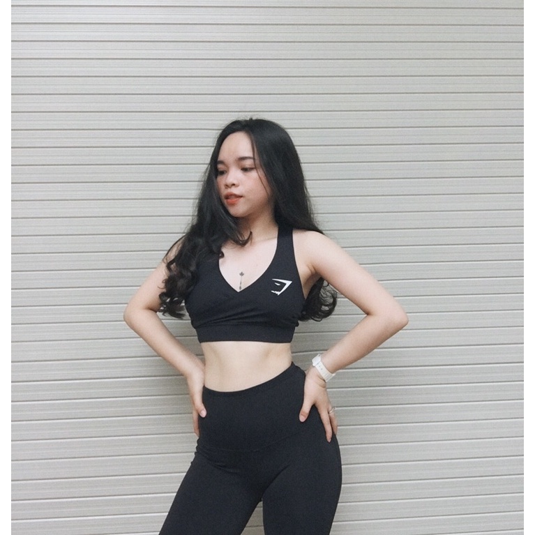 Áo Lót Thể Thao Tập Gym Yoga Nữ - Áo Bra Thể Thao Đắp Chéo Cá Mập Cực Xinh, Chất Polly Co Giãn