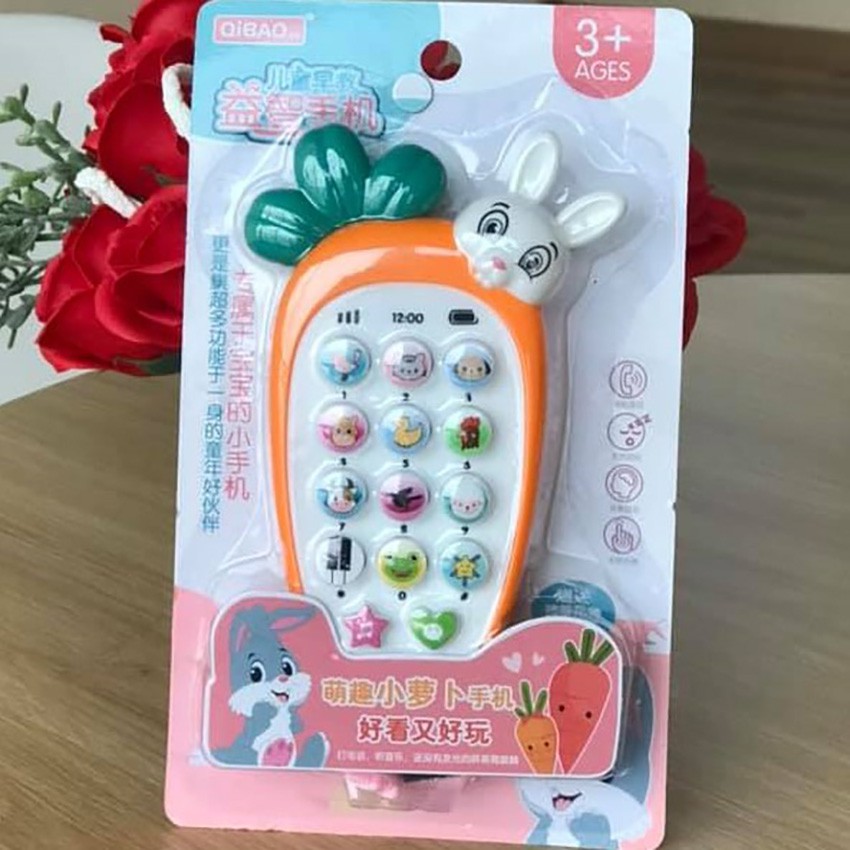 ⚡Tặng Pin - FREE SHIP⚡ Điện thoại đồ chơi thông minh cho bé, điện thoại cà rốt siêu đáng yêu ( Mẫu mới nhất 2020)