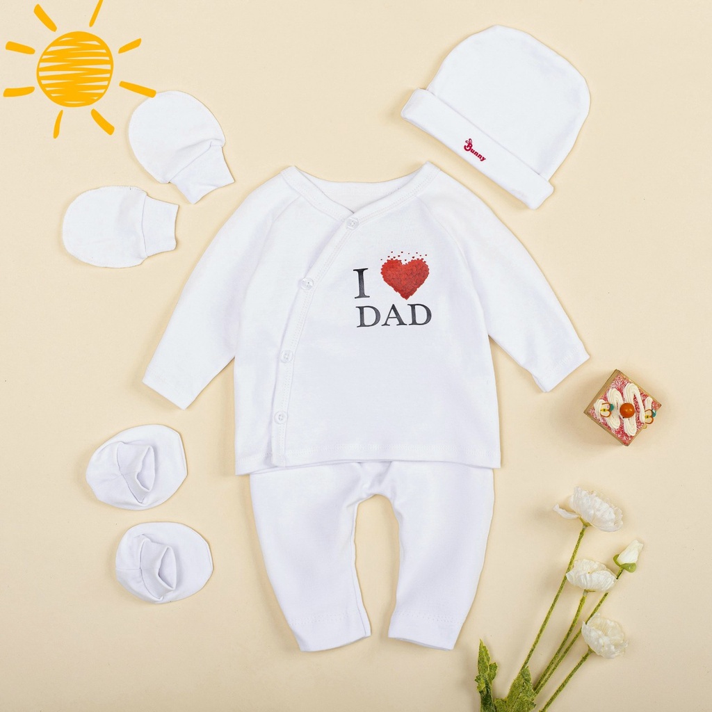 Đồ bộ dài tay cho bé trai bé gái sơ sinh cúc cài giữa, Quần áo sơ sinh chất cotton mềm mát cho bé Thị Nắng Store