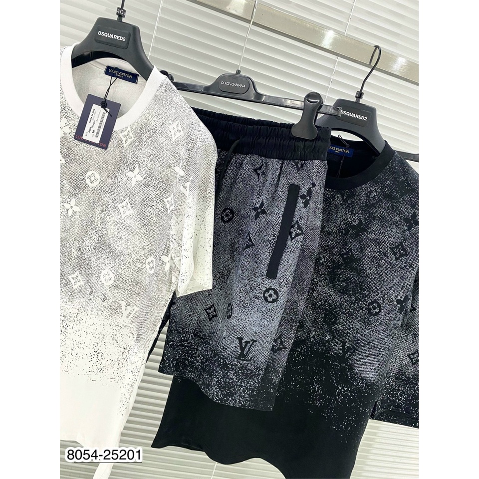 Bộ Quần Áo Nam Lv Họa Tiết Màu Loang Cực Chất - Đồ Bộ Nam Nữ Lv Chất Cotton Co Dãn Thoáng Mát DT STORE MENWEAR