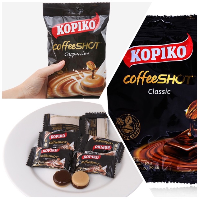 Kẹo Cà Phê Kopiko Vị Sữa Và Vị Cà Phê Gói 150g