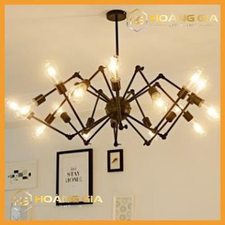 Đèn chùm - đèn chùm phòng khách sắt hình chân nhện cứng spider 12 tay - kèm 12 bóng cao cấp